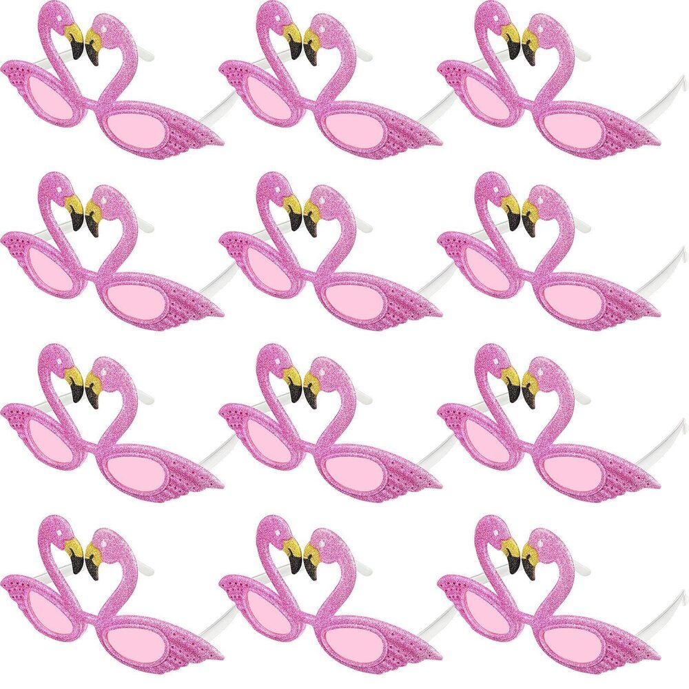 4593 12 Pieces Flamingo Party Sunglasses Flamingo Costume Novelty Glittered